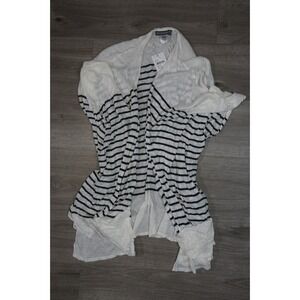New Accessory Street Women Kimono Cardigan Cover Up One Size White Black Striped